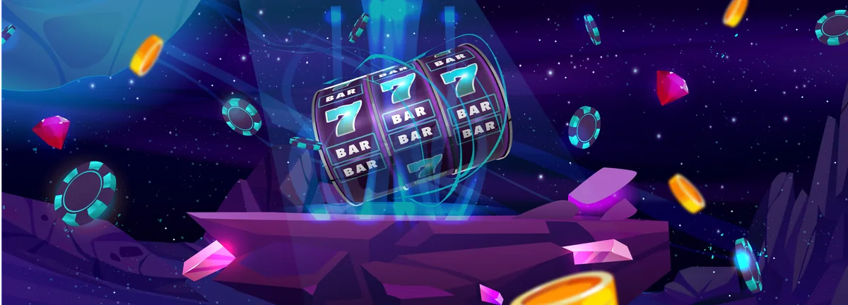 Starzspins casino banner with slot reels and gems